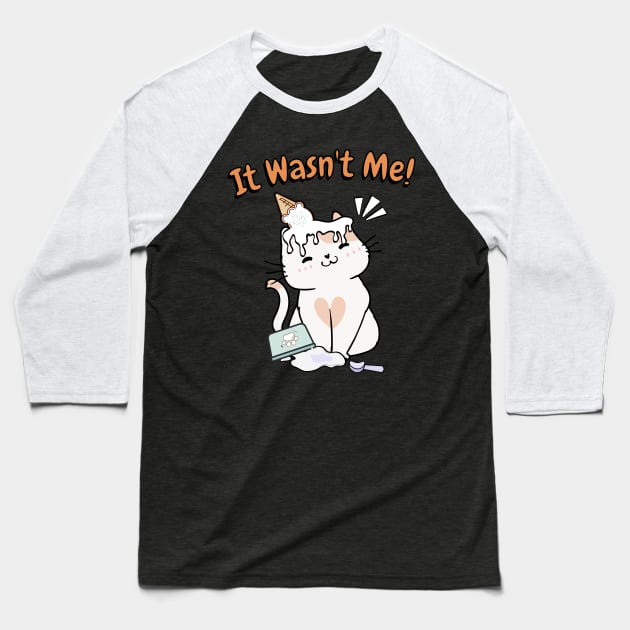 Funny persian cat got caught stealing ice cream Baseball T-Shirt by Pet Station